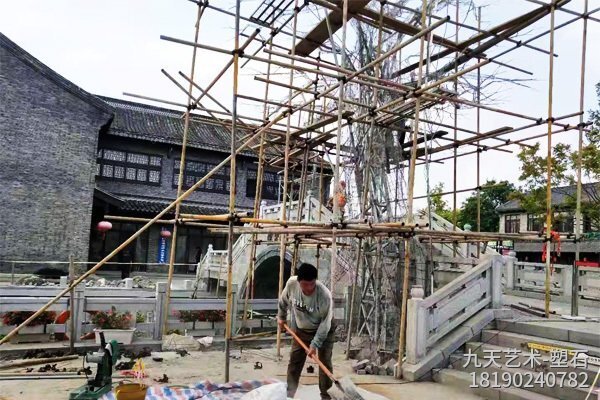 江蘇鹽城水泥仿真樹制作-搭建骨架