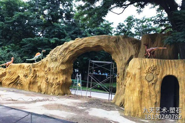 遼寧沈陽塑石假山景觀制作-大門背面